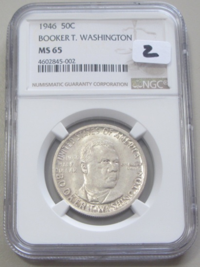 1946 BOOKER T WASHINGTON SILVER HALF NGC GEM 65