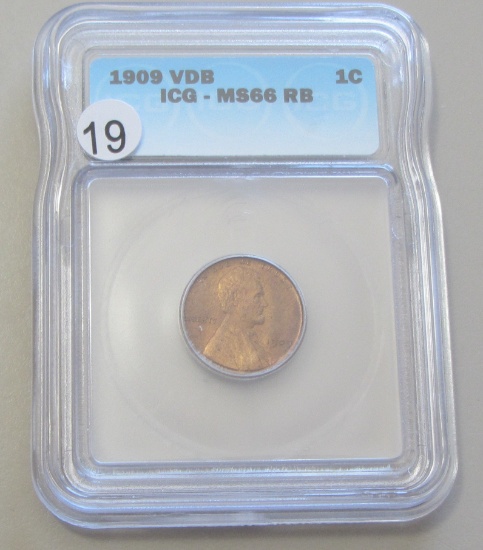 1909 VDB WHEAT CENT ICG GEM 66 RED