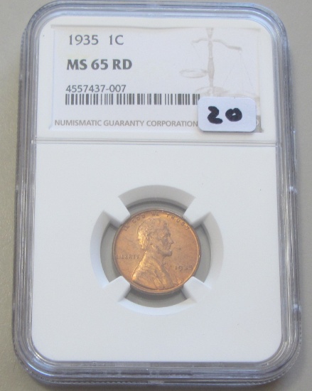 1935 WHEAT CENT NGC GEM 65