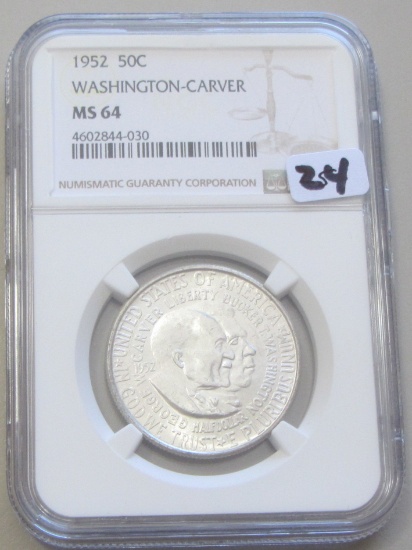 1952 WASHINGTON CARVER COMMEMORATIVE NGC MS 64