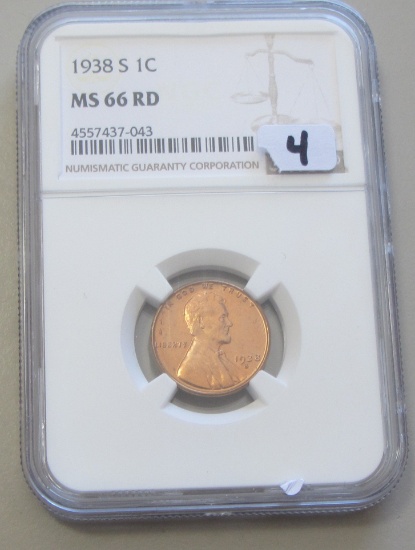 1938-S RED WHEAT CENT NGC MS GEM 66