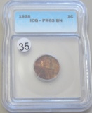 1938 WHEAT CENT PROOF TOUGH COIN ICG PR 63