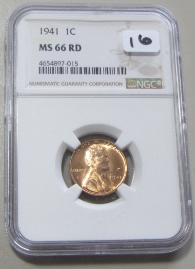 1941 RED WHEAT CENT NGC MS 66