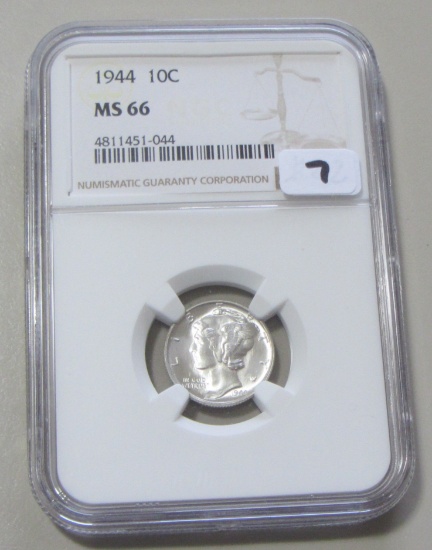 1944 MERCURY DIME NGC MS 66 GEM