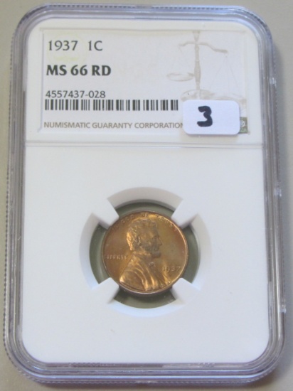 1937 WHEAT CENT NGC RED 66
