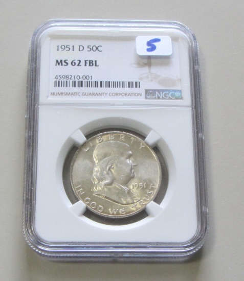 1951-D FRANKLIN NGC MS 62 FBL