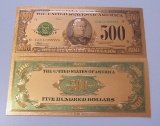 $500 REPLICA GOLD PLATED NOTE