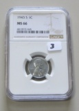 1943-S WARTIME STEEL WHEAT CENT NGC GEM MS 66