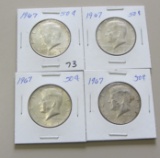 Lot of 4 - 1967 Kennedy Silver Half Dollar 