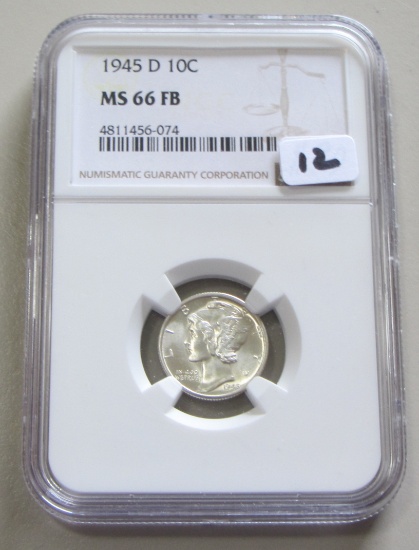 1945-D MERUCRY DIME FB NGC MS 66