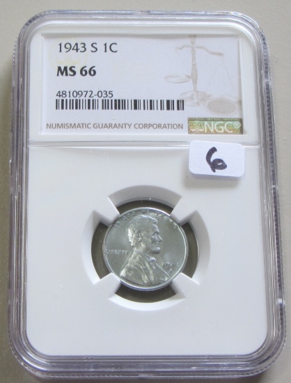 1943-S STEEL WHEAT CENT NGC GEM MS 66