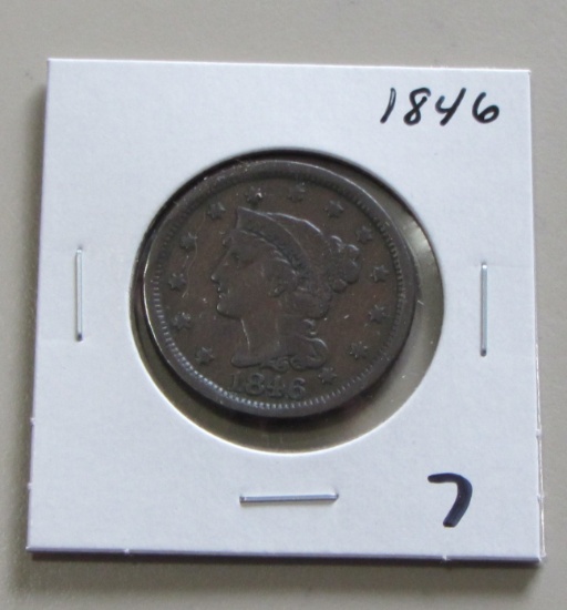 1846 LARGE CENT SOLID MID GRADE
