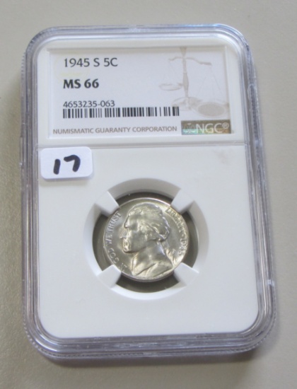 1945-S NICKEL SILVER WARTIME NGC MS 66