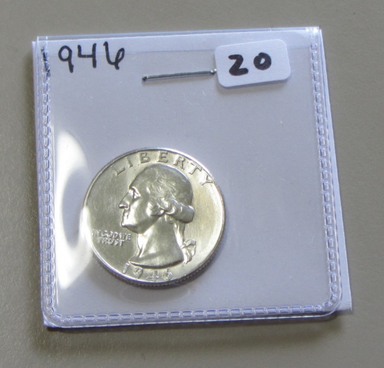 1946 BRILLIANT UNCIRCULATED QUARTER