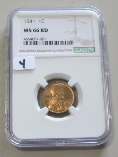 1941 RED WHEAT CENT NGC MS 66