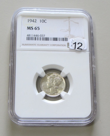 1942 MERCURY DIME NGC MS 65