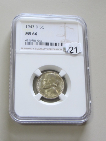 1943-D MERCURY DIME NGC MS 66 GEM