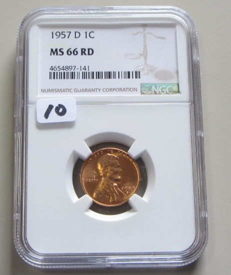 1957-D RED WHEAT CENT NGC MS 66