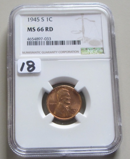1945-S WHEAT CENT NGC MS 66 RED
