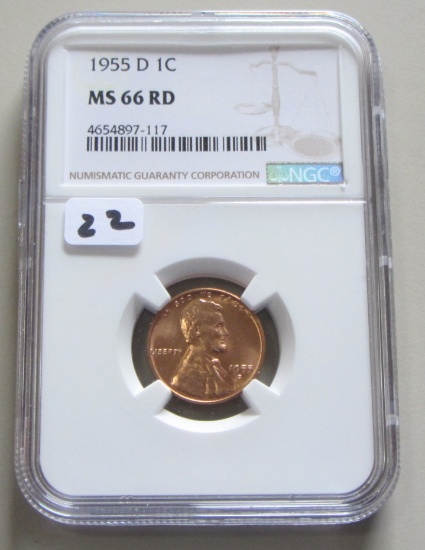 1955-D WHEAT CENT NGC MS 66 RED