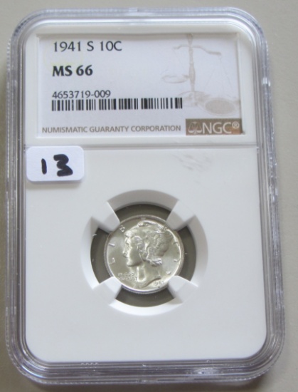 1941-S MERCURY DIME NGC MS 66