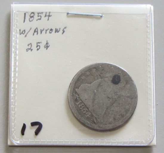 1854 SEATED QUARTER