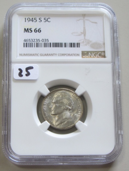 1945-S SILVER NICKEL NGC MS 66 GEM