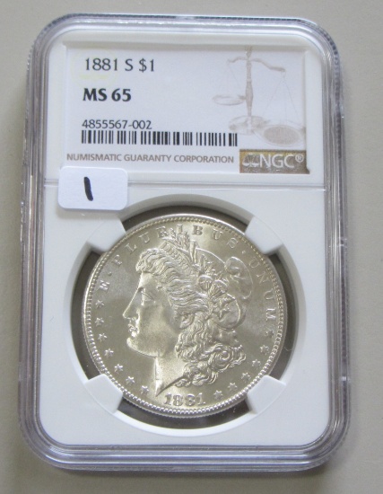 GEM $1 MORGAN 1881-S NGC MS 65