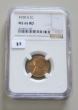 1950-S RED WHEAT CENT NGC MS 66 RED