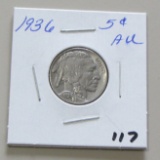 1936 Buffalo Nickel AU