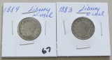 Lot of 2 - 1883 & 1884 Liberty Nickel - Better Dates
