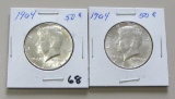 Lot of 2 - 1964 Kennedy Half Dollar - BU