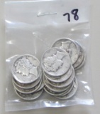 Lot of 15 - Mixed Silver Mercury Dimes