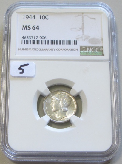 1944 MERCURY DIME NGC MS 64