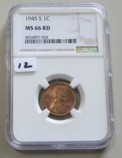 1945-S RED WHEAT CENT NGC MS 66