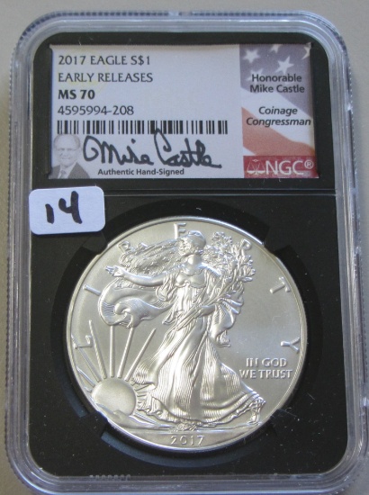 2017 EARLY RELEASE SILVER EAGLE AUTOGRAPHED NGC MS 70