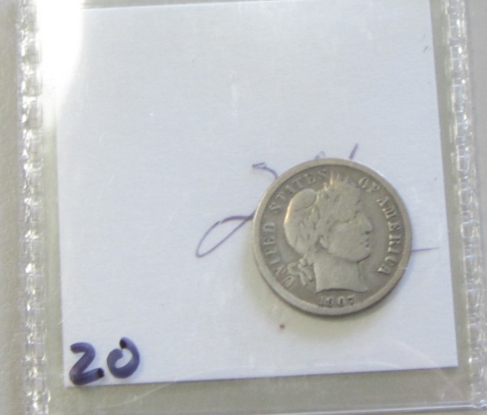 1907 BARBER DIME