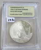 1994-P Vietnam Veterans Commemorative Silver Dollar USCG PR70 DCAM