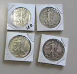 LOT OF 4 WALKING LIBERTY HALF DOLLARS