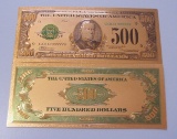 $500 GOLD FOIL REPLICA NOTE