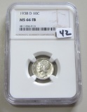 1938-D MERCURY DIME NGC MS 66 FB FULL BANDS