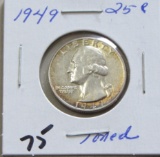 1949 Washington Silver Quarter - Toned