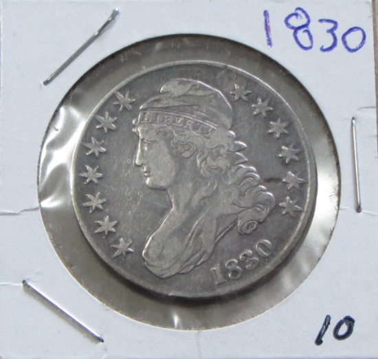 1830 CAPPED BUST HALF DOLLAR UPPER MID GRADE