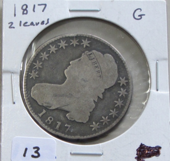 1817 2 LEAVES CAPPED BUST HALF DOLLAR