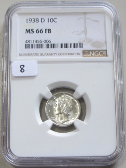 1938-D MERCURY DIME NGC MS 66 FB FULL BANDS