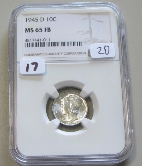 1945-D MERCURY DIME NGC MS 65 FB FULL BANDS!