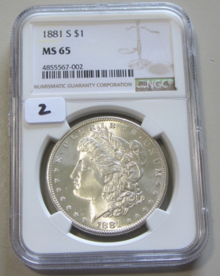 GEM $1 1881-S MORGAN NGC MS 65