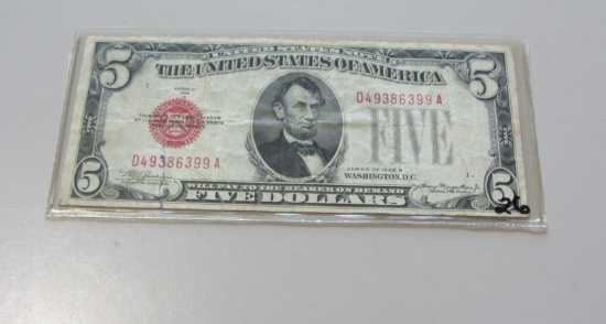 EARLY $5 1928 RED SEAL