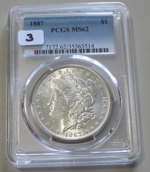$1 1887 MORGAN PCGS  MS62