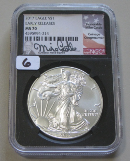 2017 EARLY AUTOGRAPHED SILVER EAGLE NGC MS 70